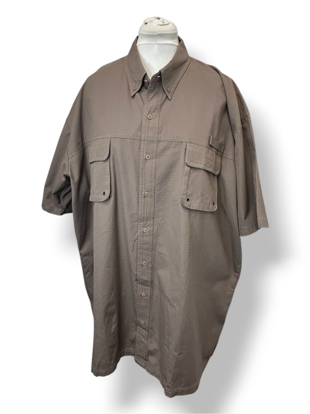 RedHead Mens Button-Up Shirt VTG Deer Embroidery RipStop Performance Brown XL